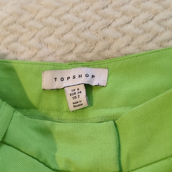 Topshop High Rise Lime Green Trousers Sz 2 - Picture 6 of 14